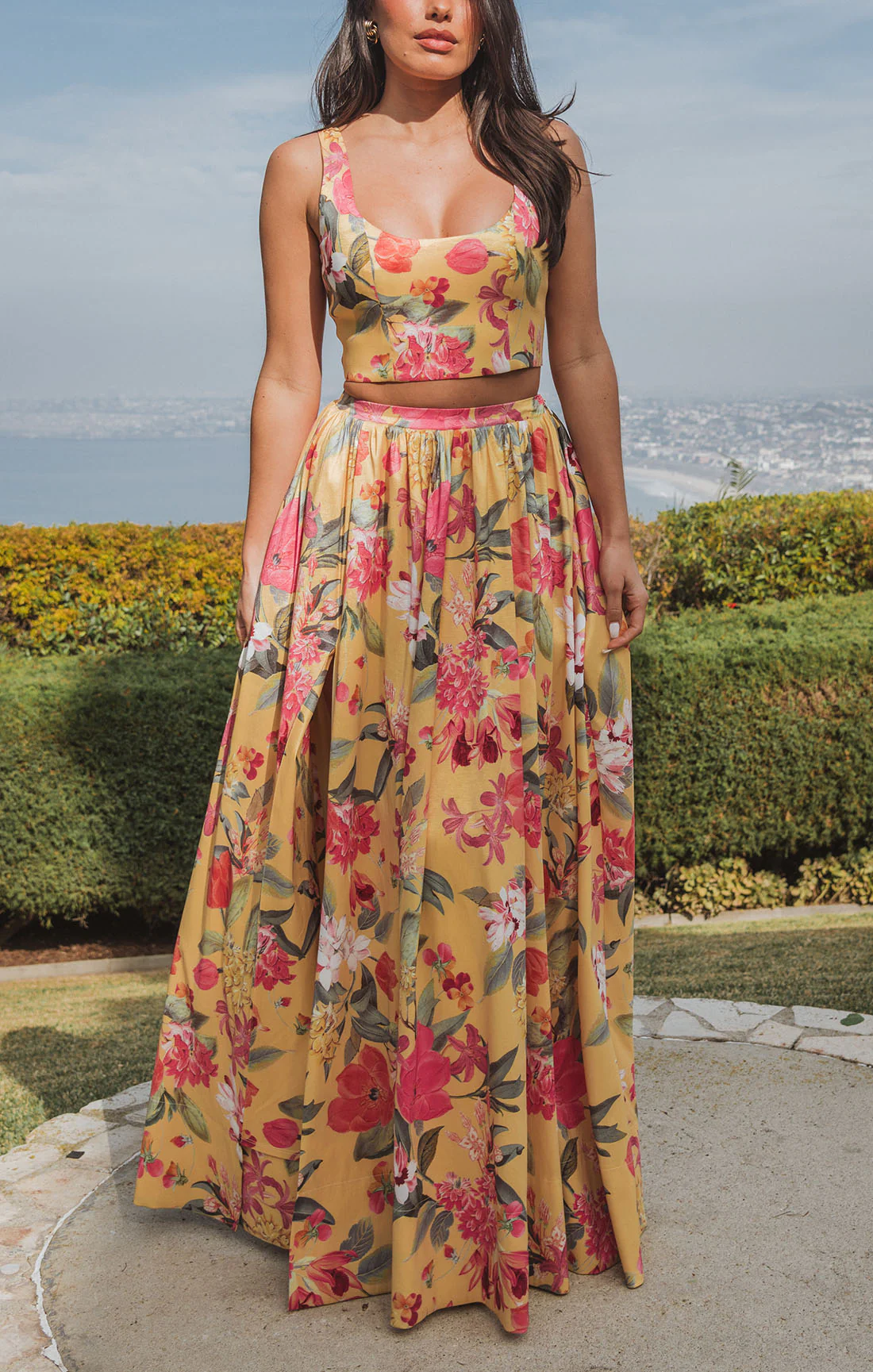 Vivianna Maxi Skirt ~ Mimosa Floral Taffeta