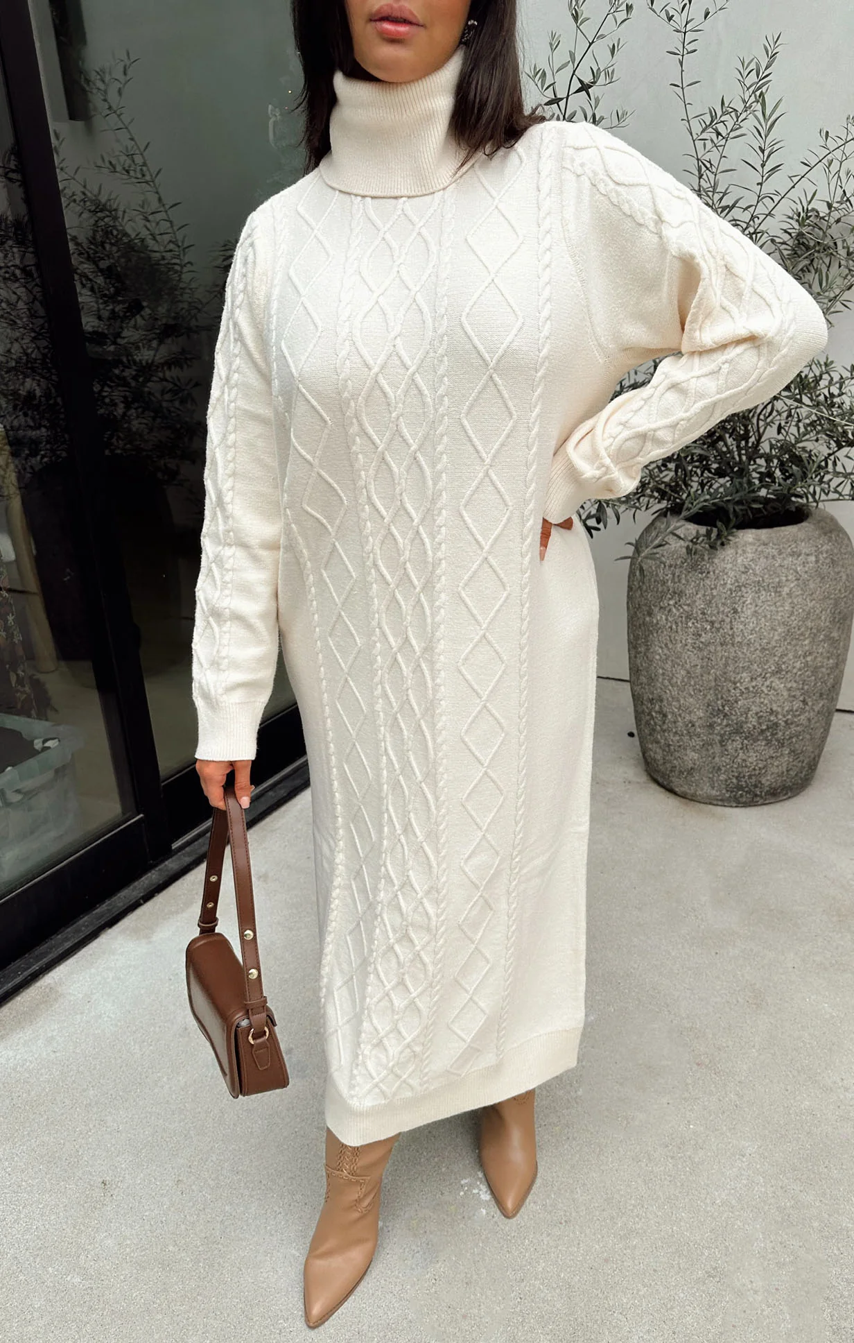 Urban Midi Dress ~ Cream Knit