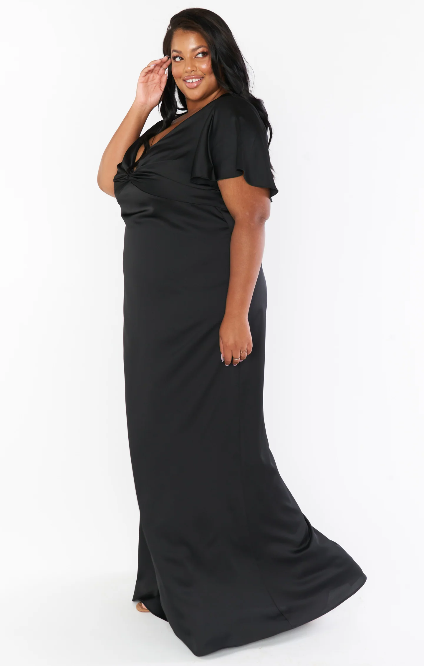 Rome Twist Gown ~ Black Luxe Satin