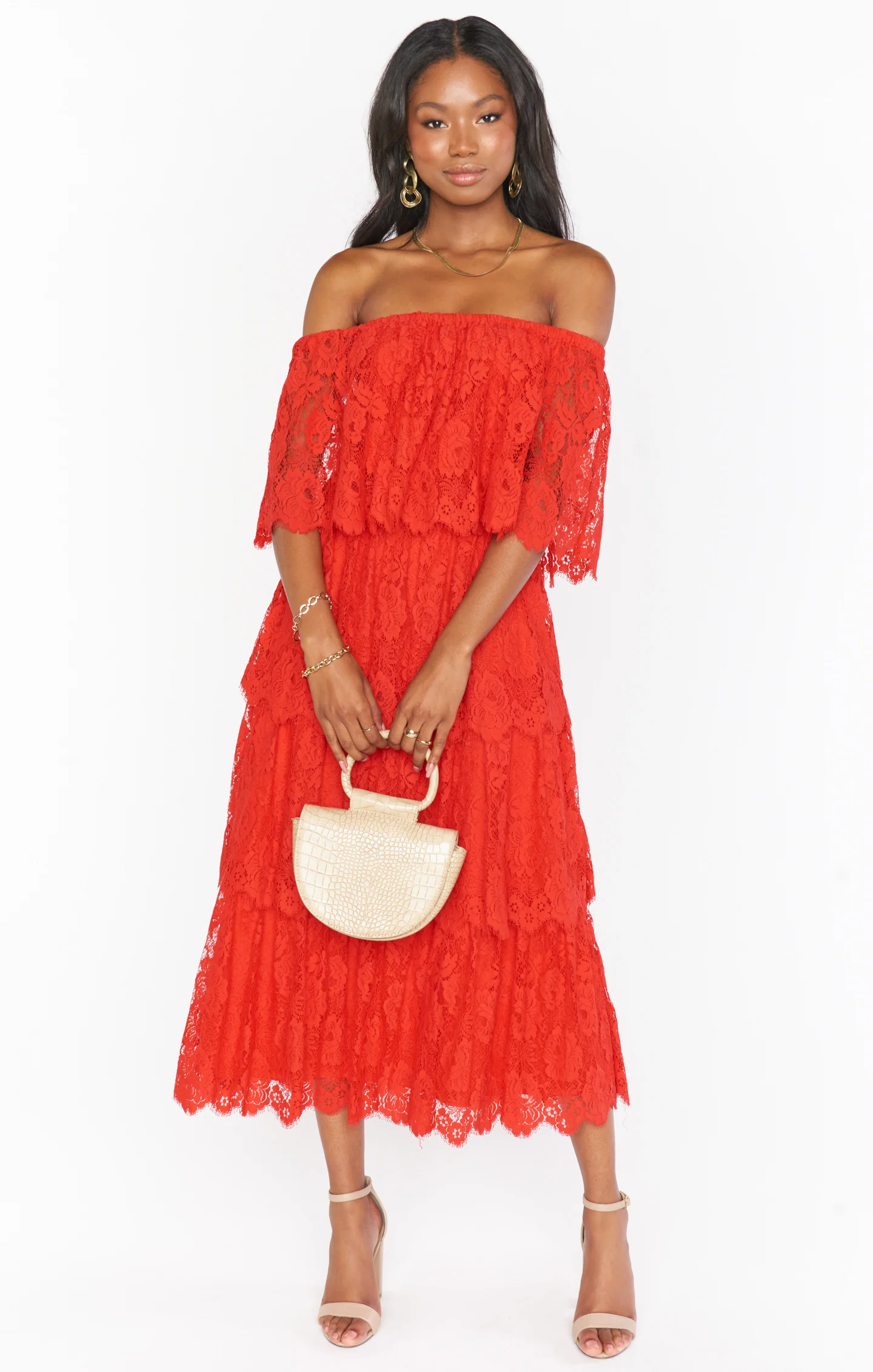 Lana Midi Dress ~ Red Spring Fling Lace