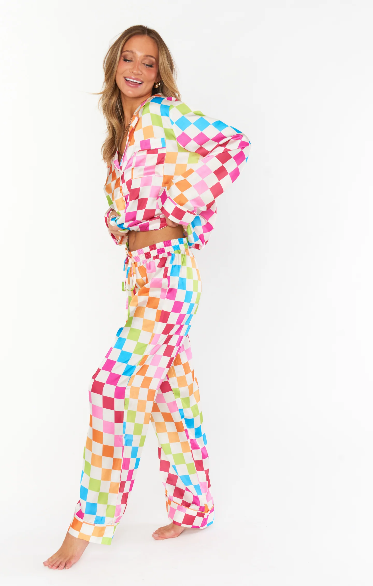 Classic PJ Set ~ Multi Checker Silky