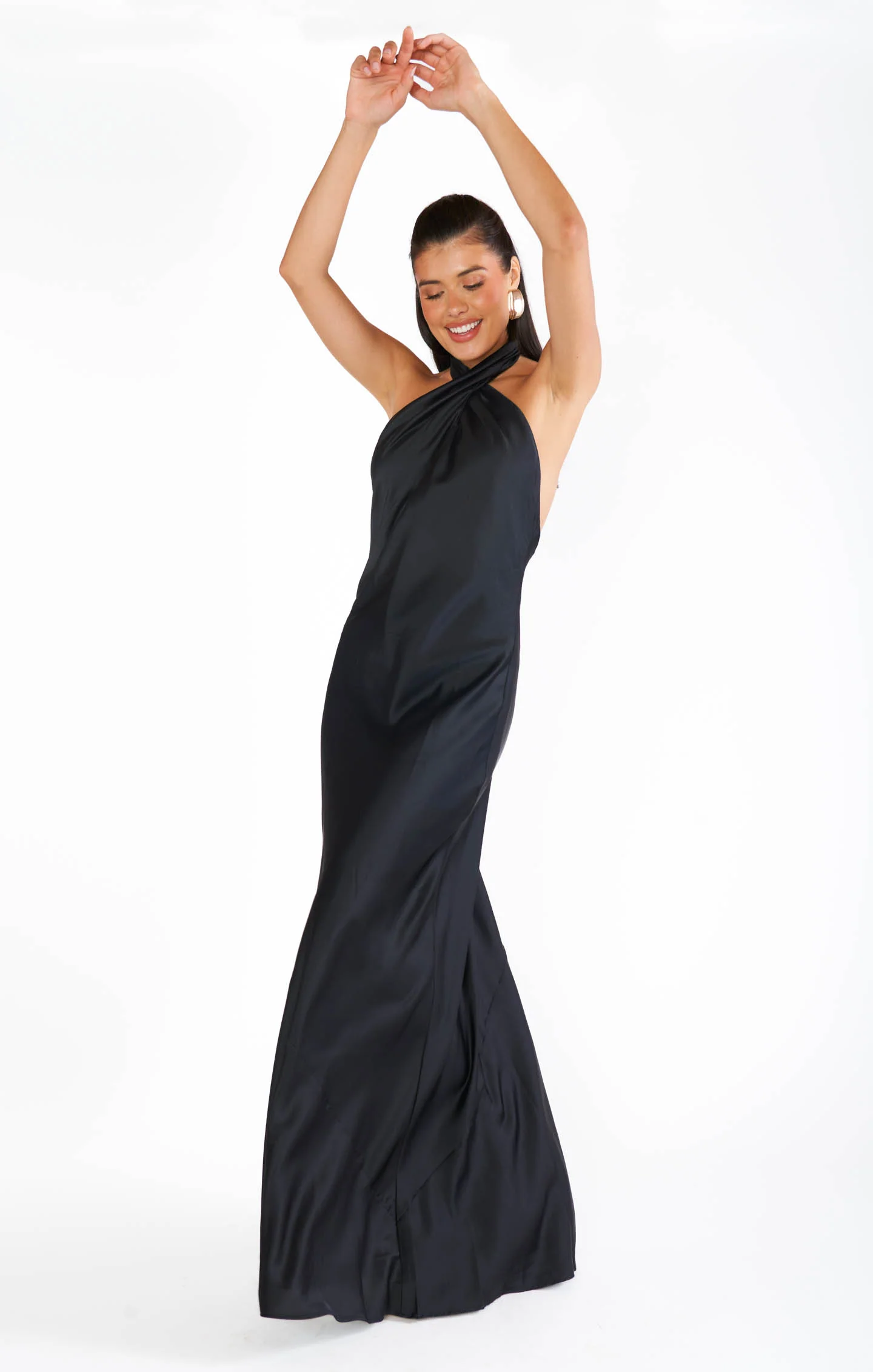 Luna Halter Maxi Dress ~ Black Velvet