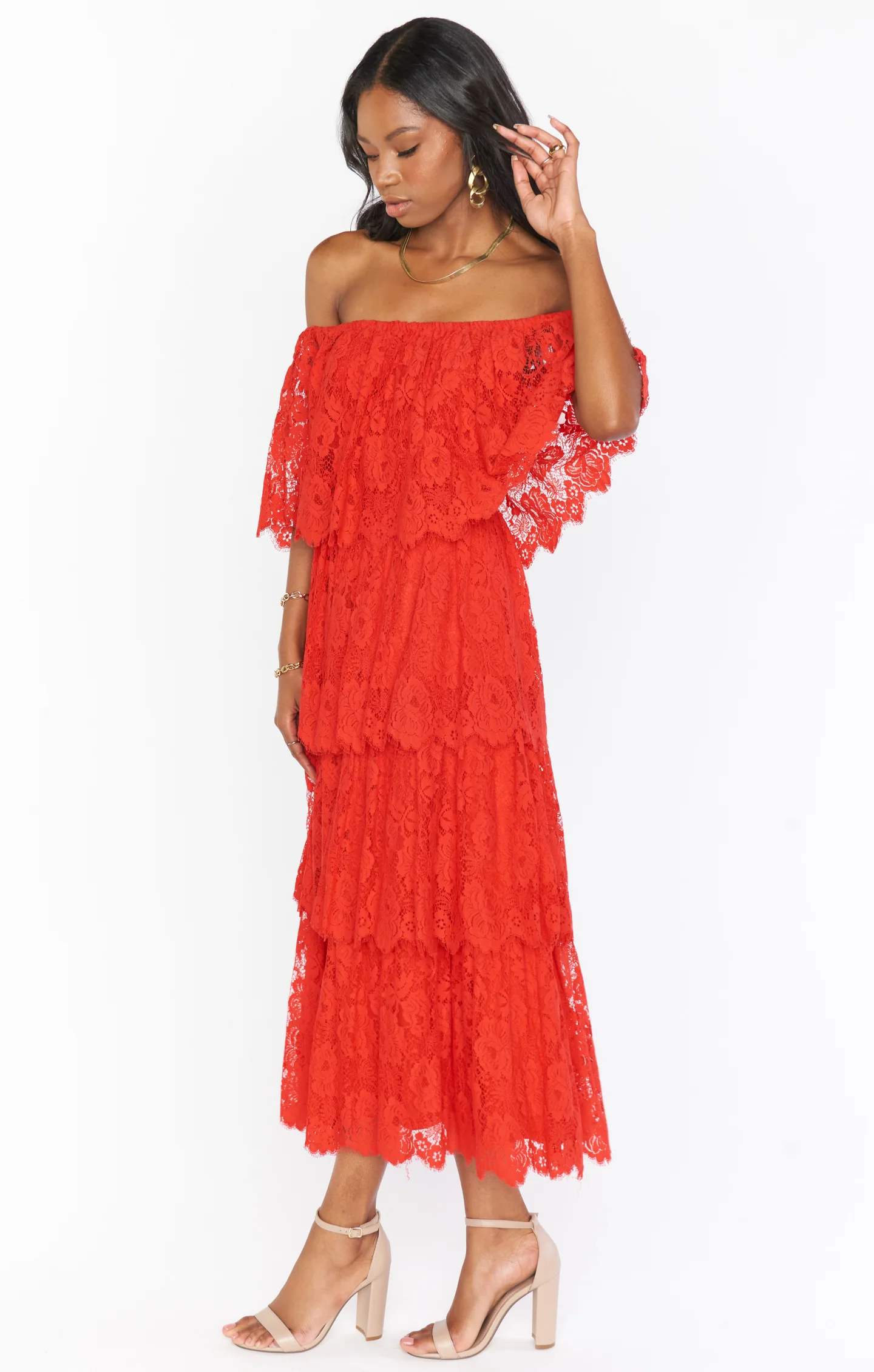 Lana Midi Dress ~ Red Spring Fling Lace