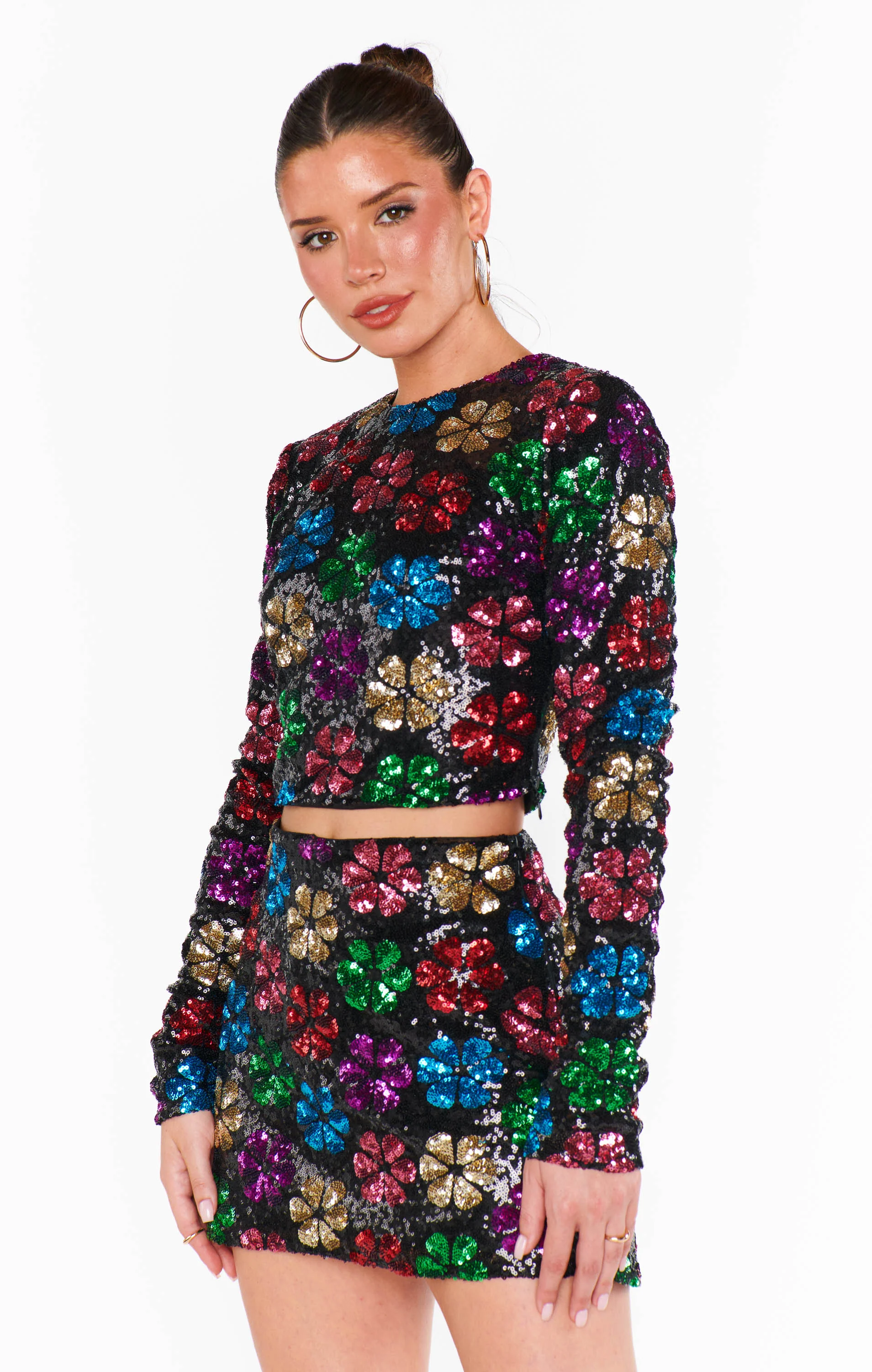 Last Call Top ~ Flower Pop Sequins