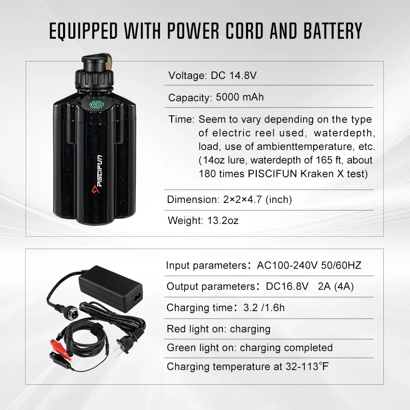 Piscifun® Battery For Electric Big Game Reels 5000 mAh 2025 New