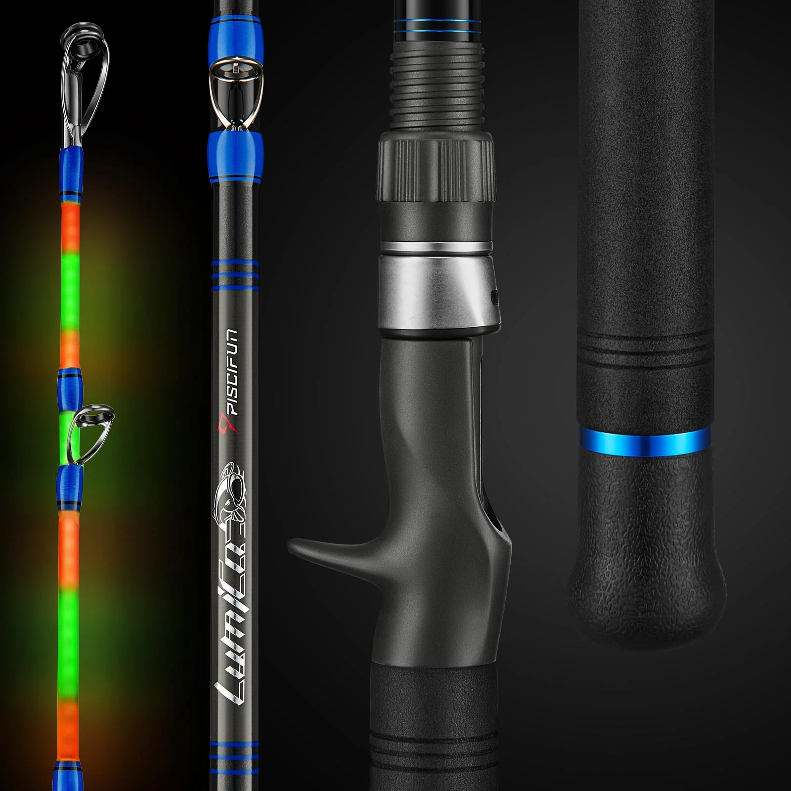 PISCIFUN® LED LumiCat Catfish Rods, 2 Piece Casting Rods