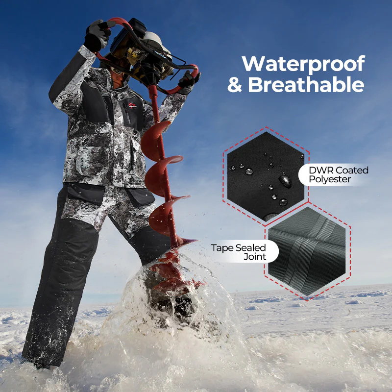 Piscifun Ice Fishing Insulated Bibs, Waterproof Fishing Bib With Flotation Technology