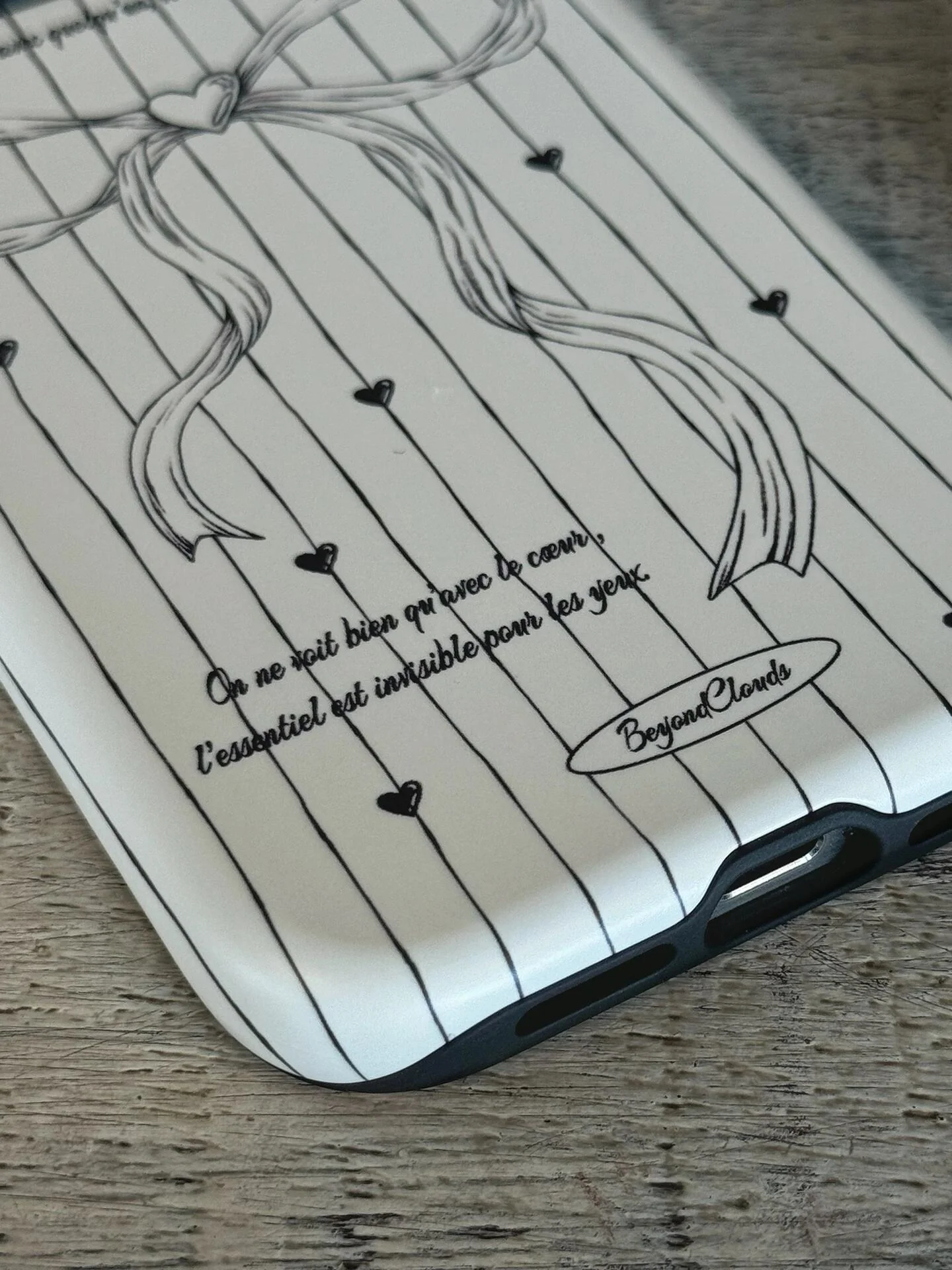 Line Bow Black White Printed Double Layer Phone Case