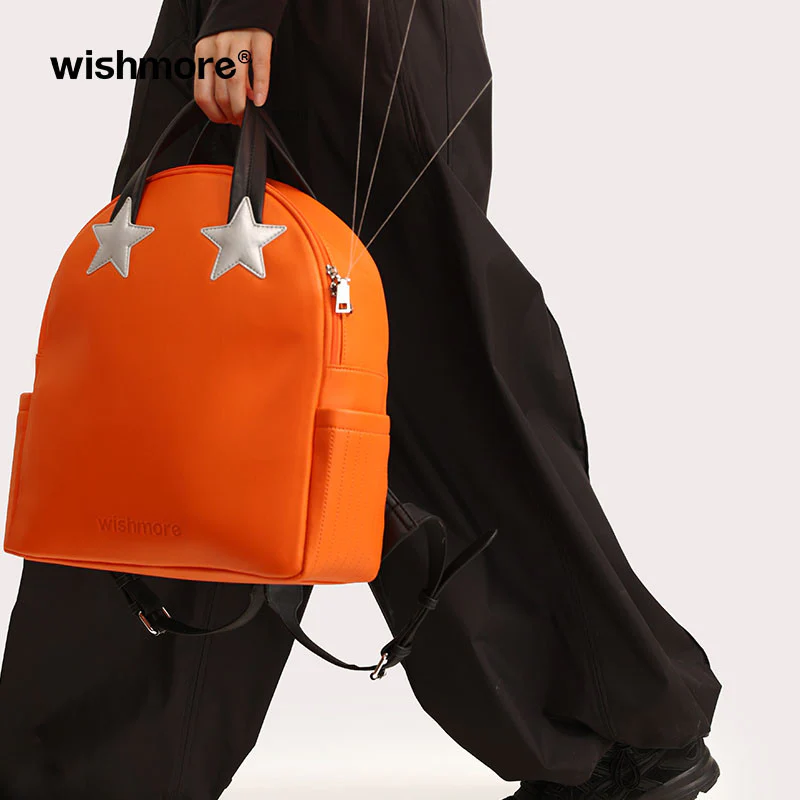 Stars Patch Leather Backpack