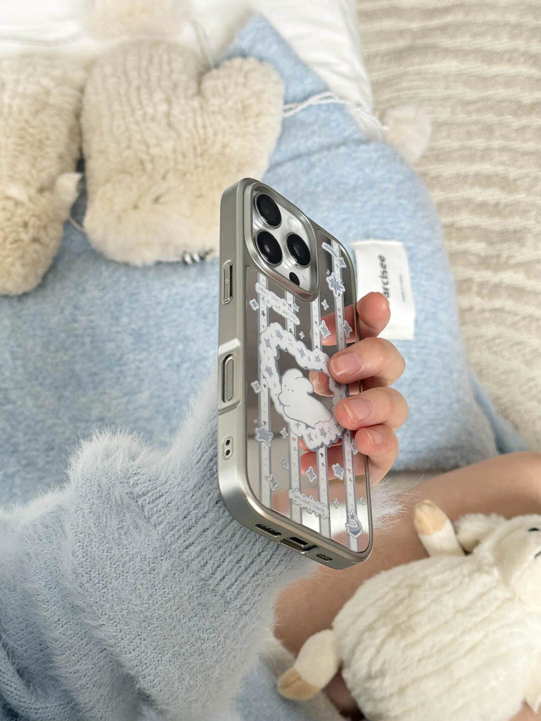 Blue Heart Bunny Printed Phone Case