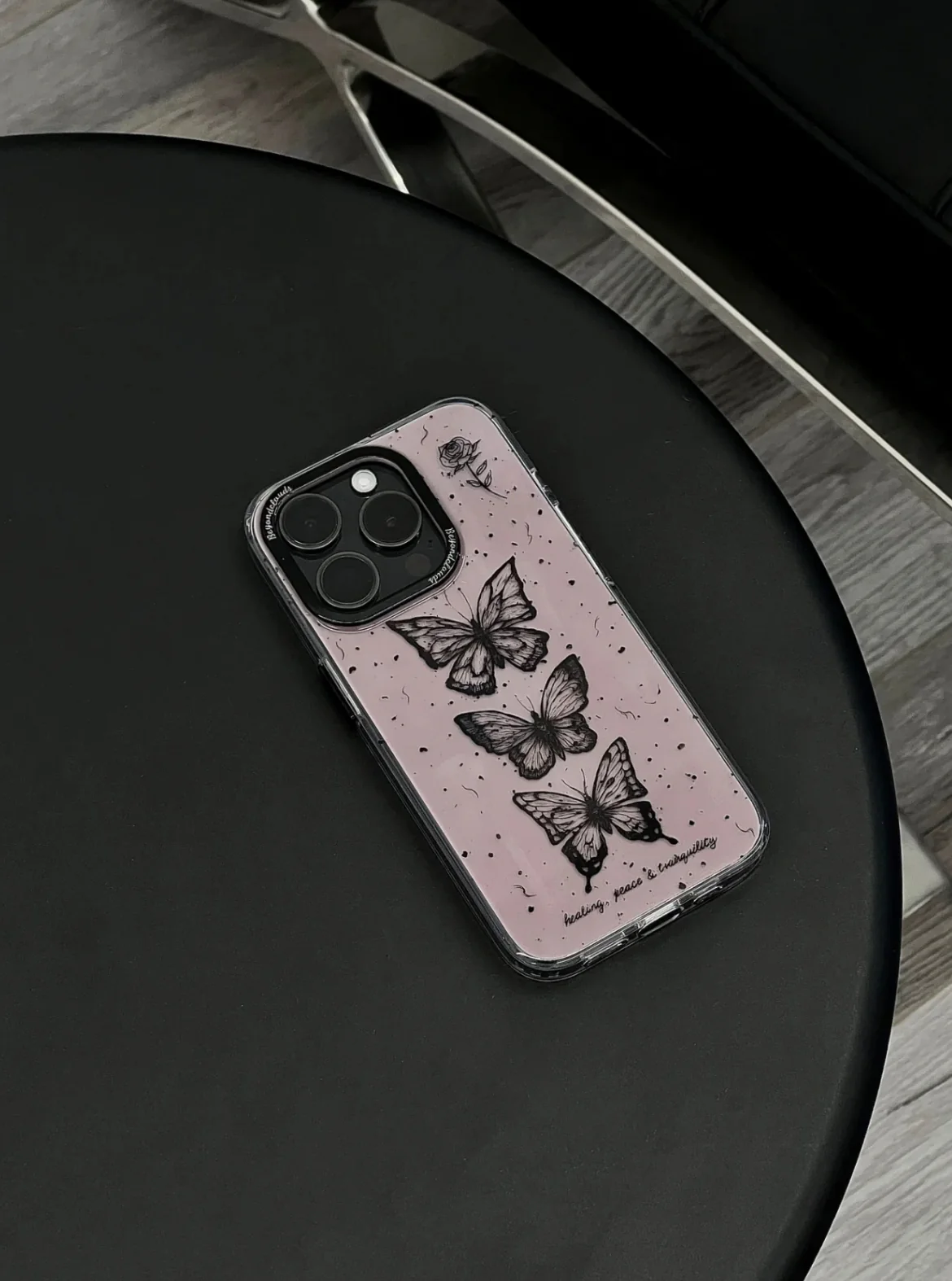 Black Pink Butterflies Printed Phone Case