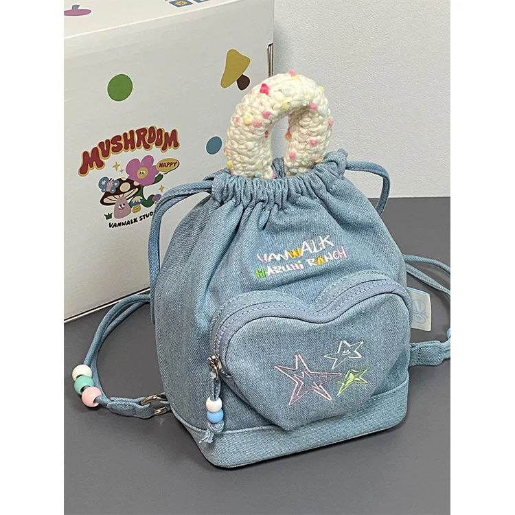 Retro Sweet Drawstring Shoulder Bag