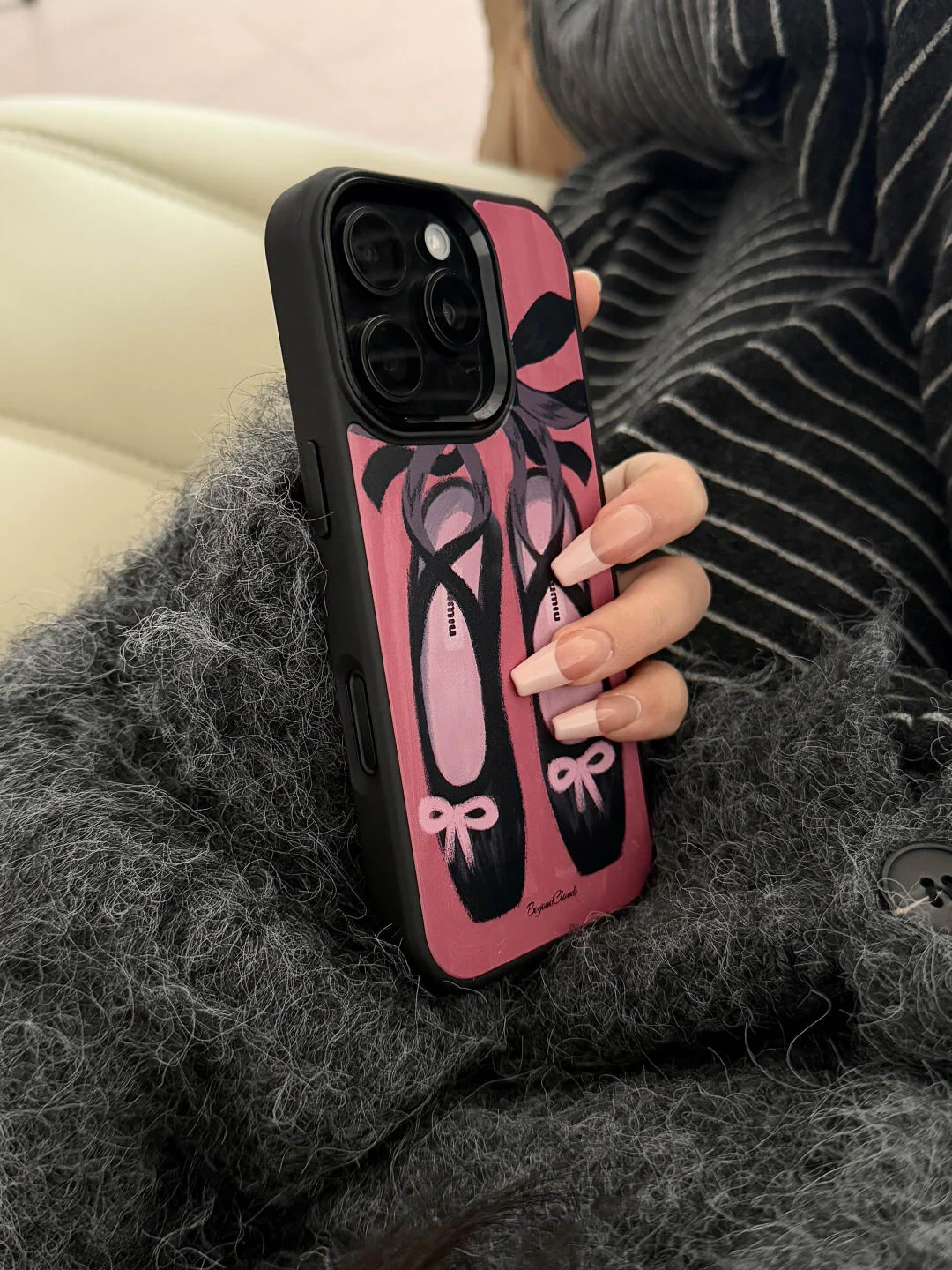 Black Pink Ballet Shoes Printed Phone Case