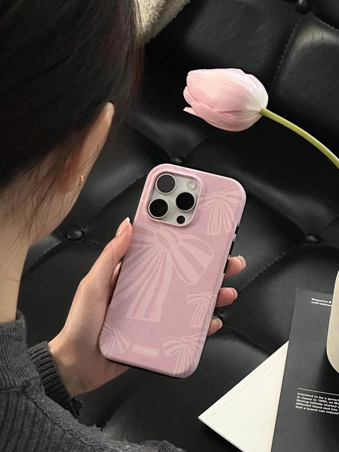 Pink Bow Printed Double Layer Phone Case