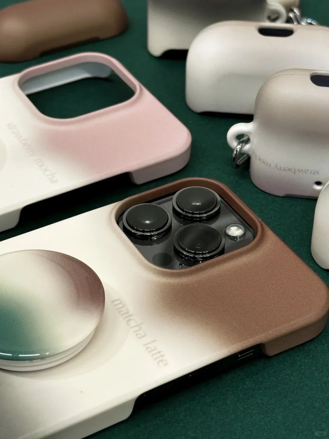 Matcha Latte Ombre Aesthetic Phone Case + AirPods Case