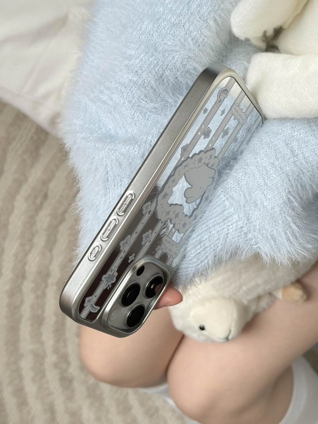 Blue Heart Bunny Printed Phone Case
