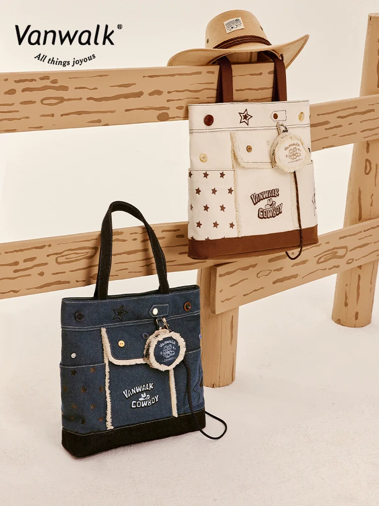 VANWALK Cowboy Denim Serie Embroidered Shoulder Bag