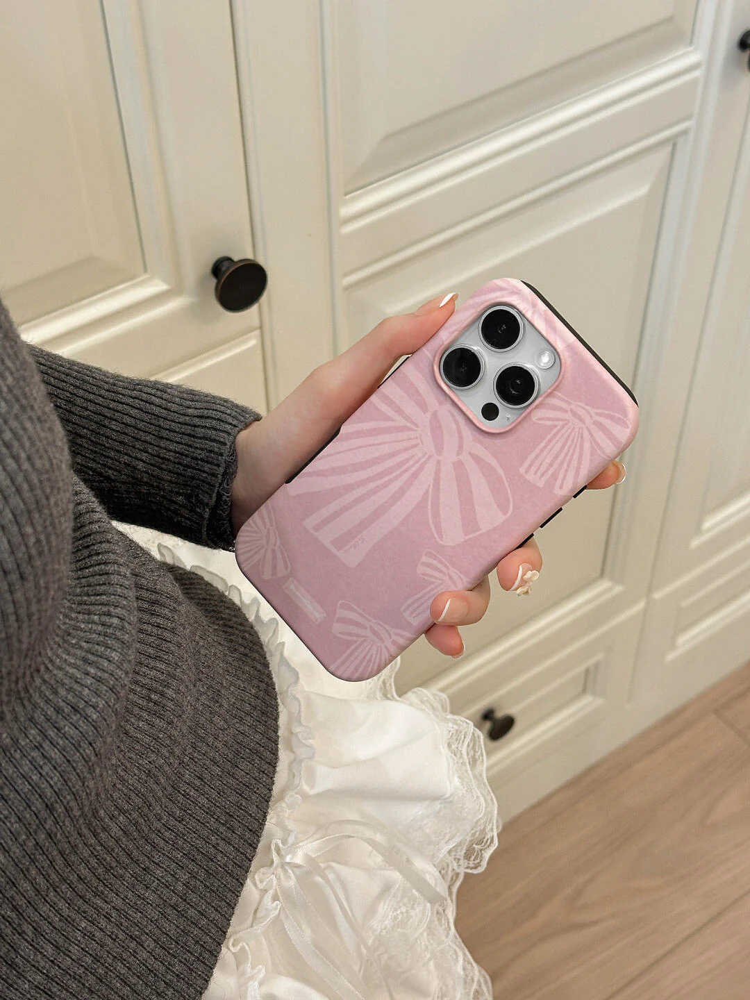 Pink Bow Printed Double Layer Phone Case