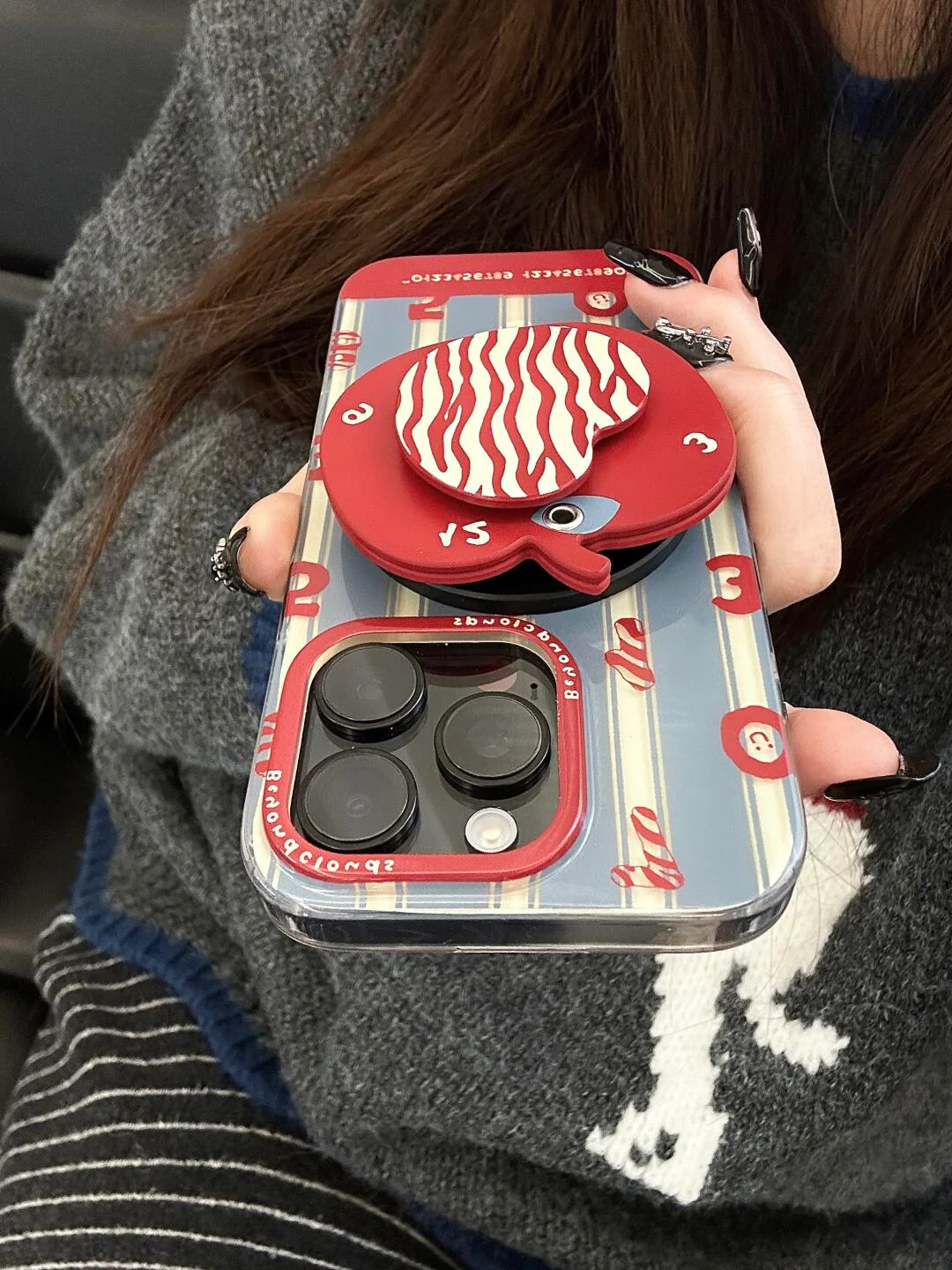 Red Apple Number Printed Phone Case