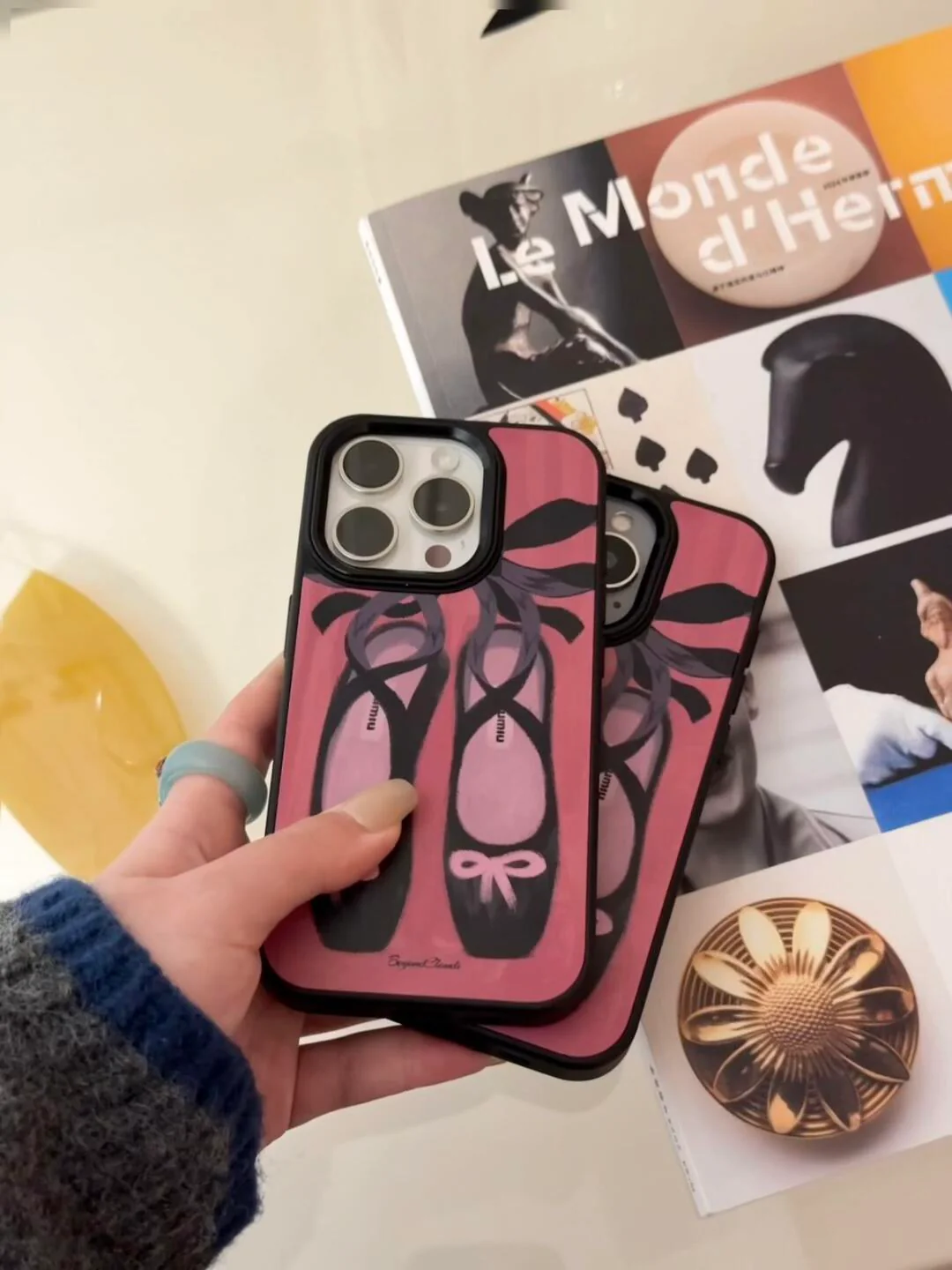 Black Pink Ballet Shoes Printed Phone Case