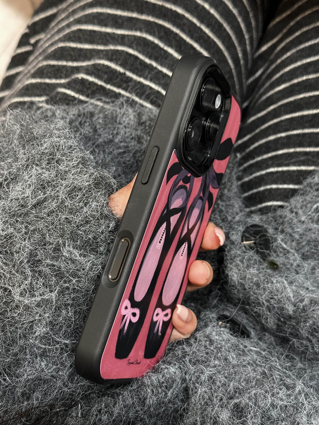 Black Pink Ballet Shoes Printed Phone Case