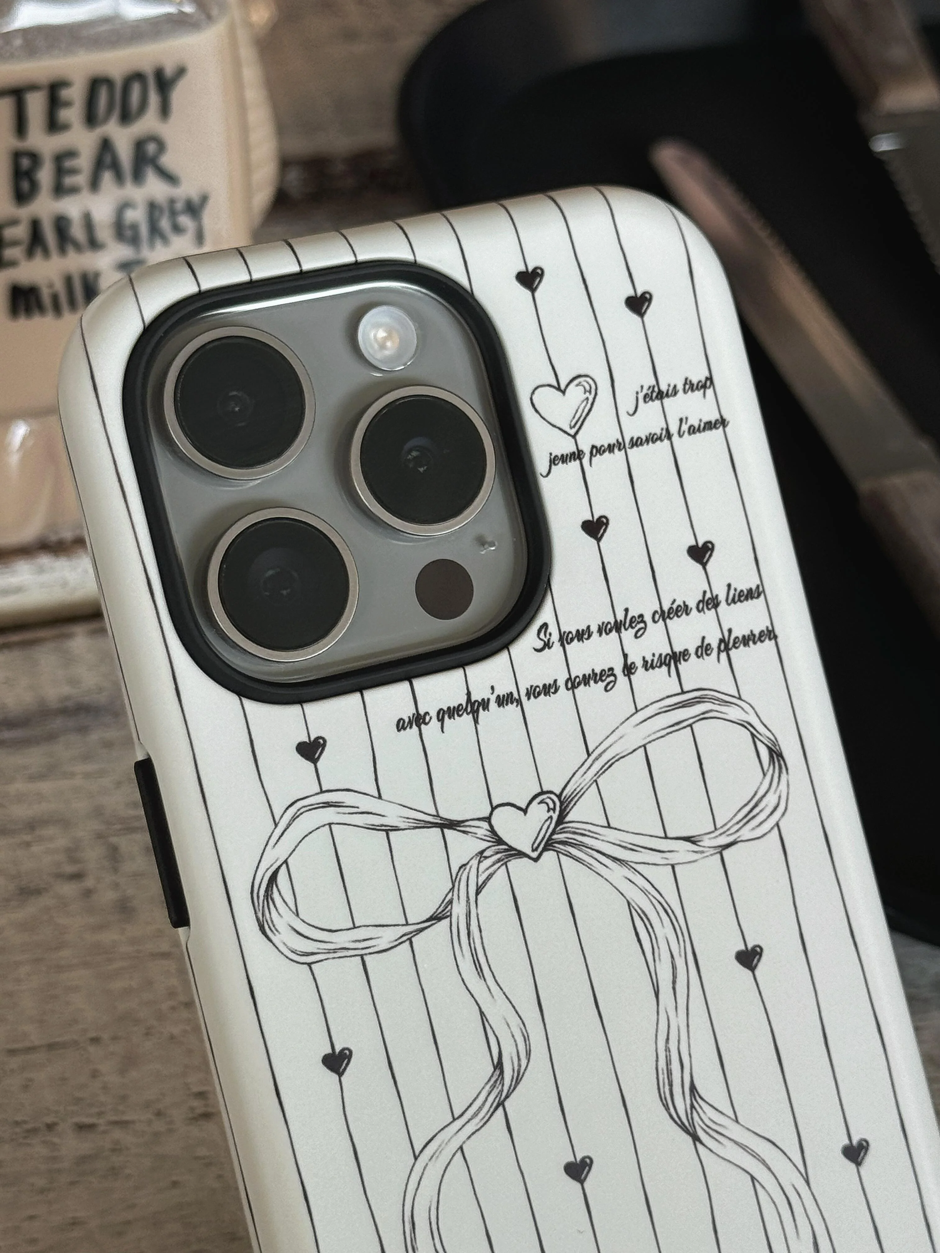 Line Bow Black White Printed Double Layer Phone Case