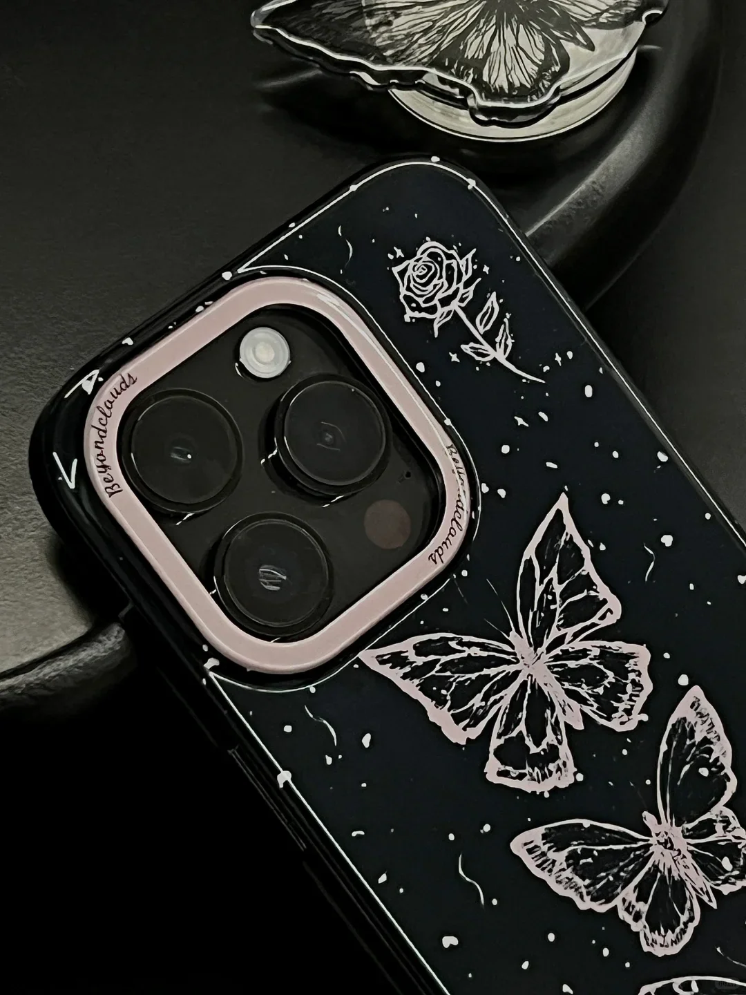 Black Pink Butterflies Printed Phone Case