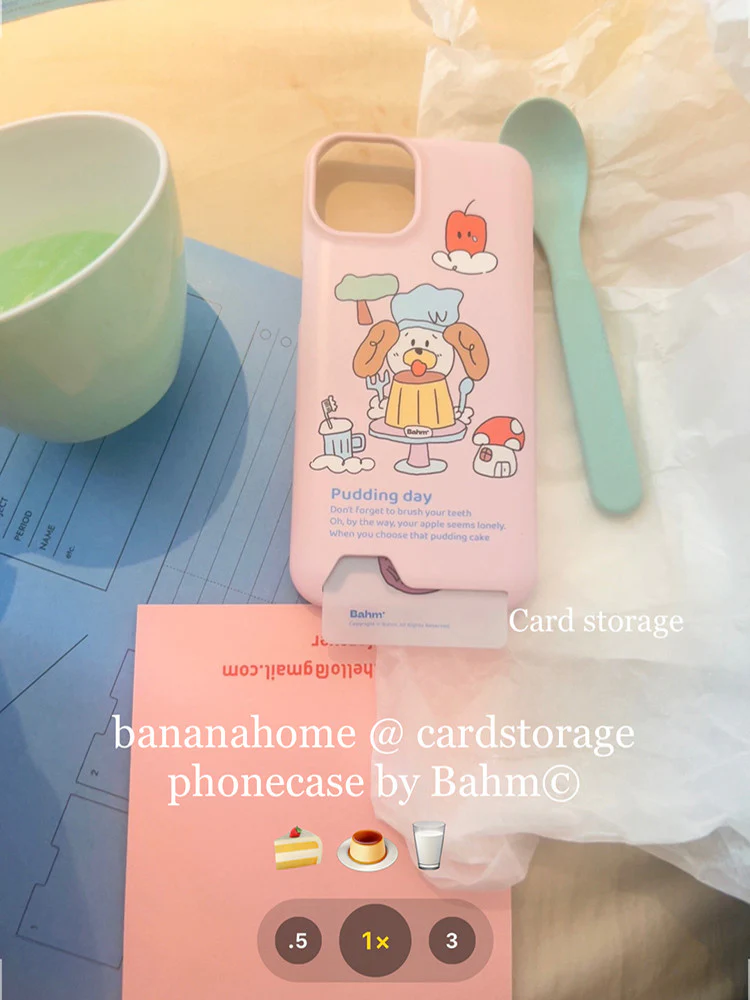 Cartoon Chef Puppy Printed Card Holder Phone Case