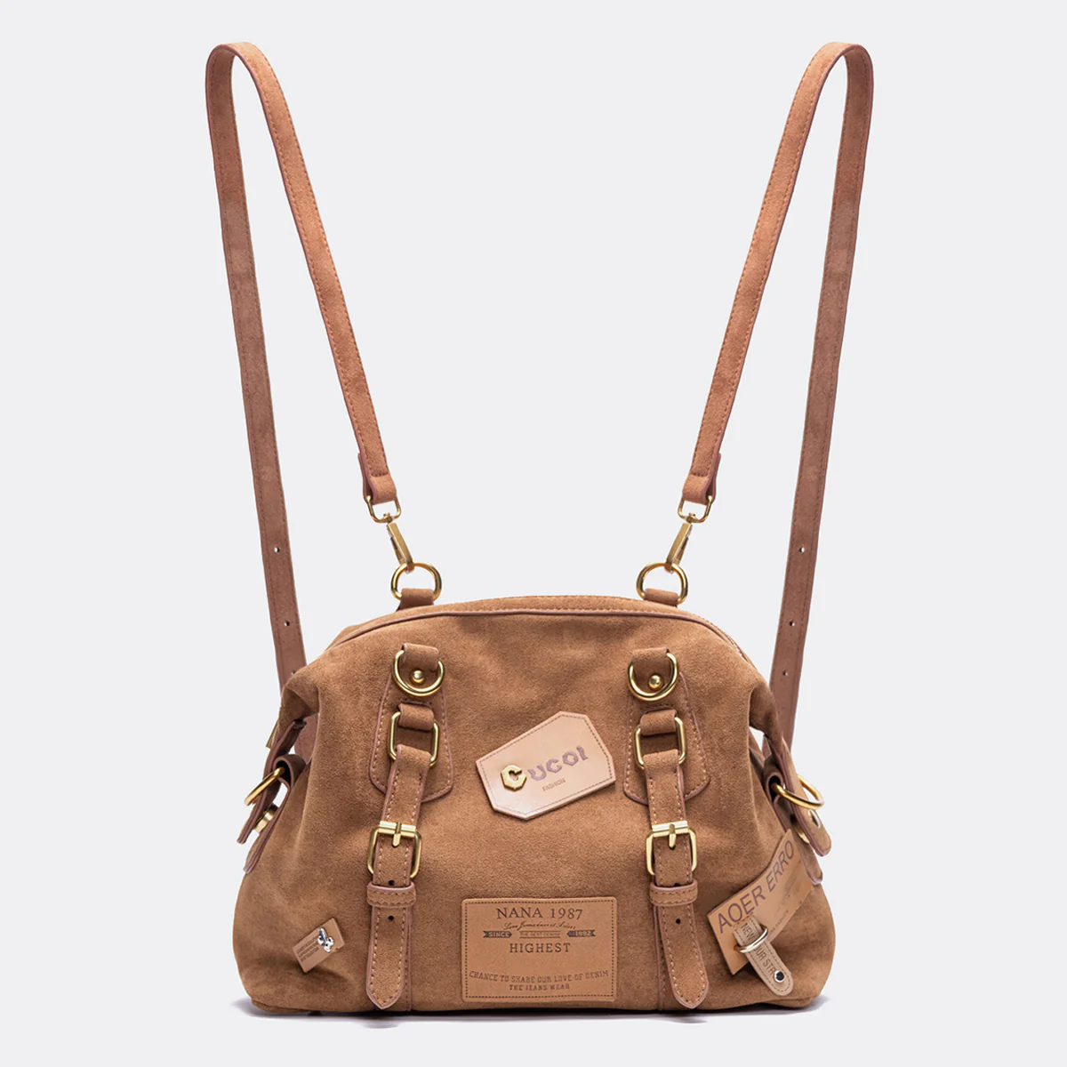 Retro Patch Rivet Shoulder Bag