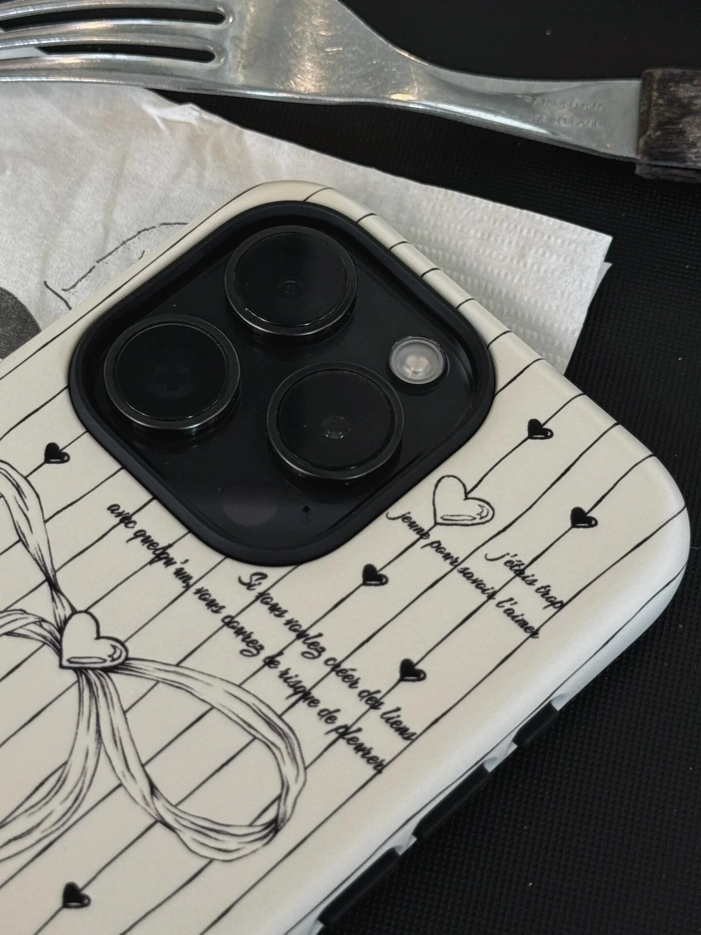 Line Bow Black White Printed Double Layer Phone Case