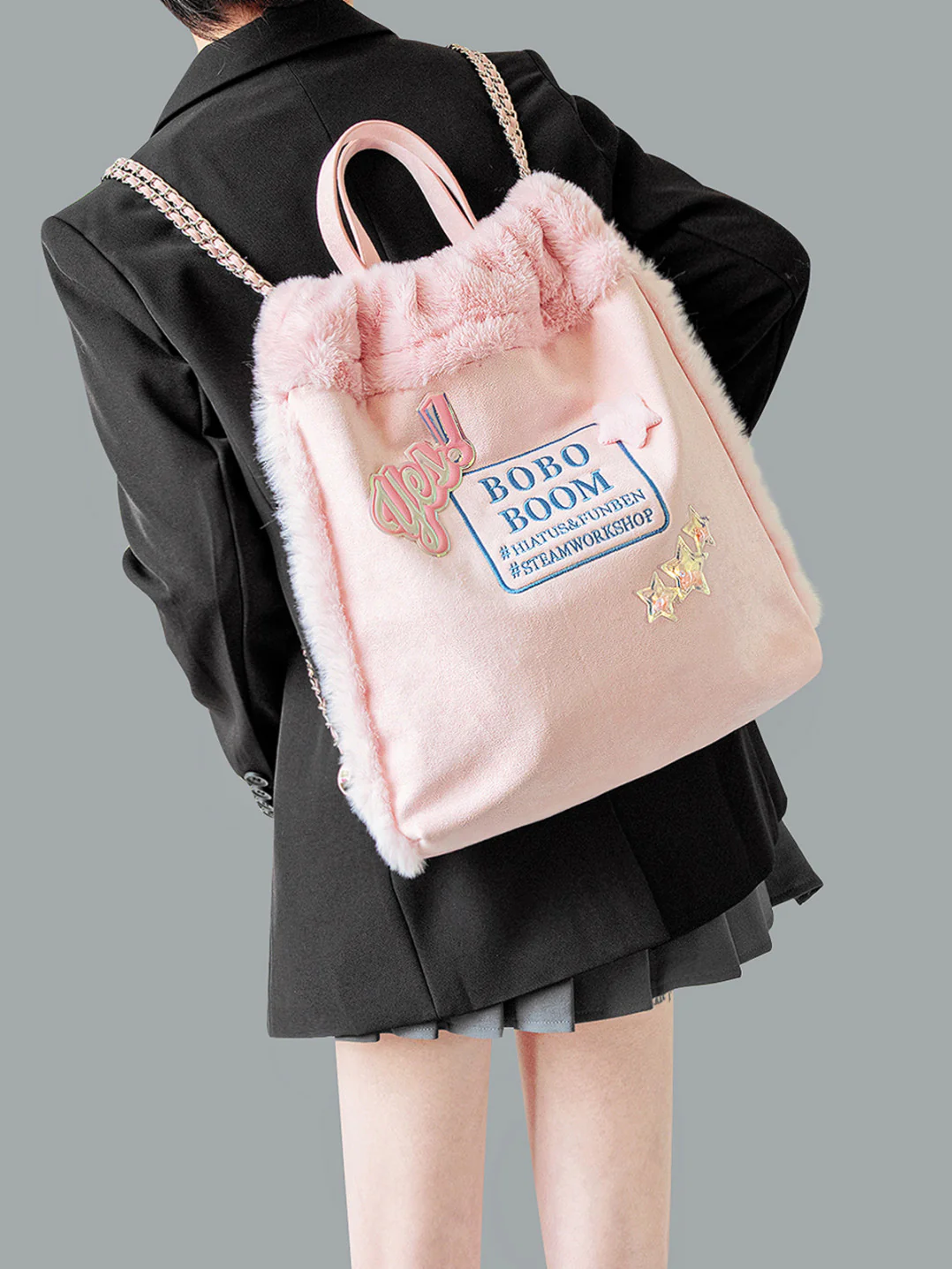 Pink Plush Backpack