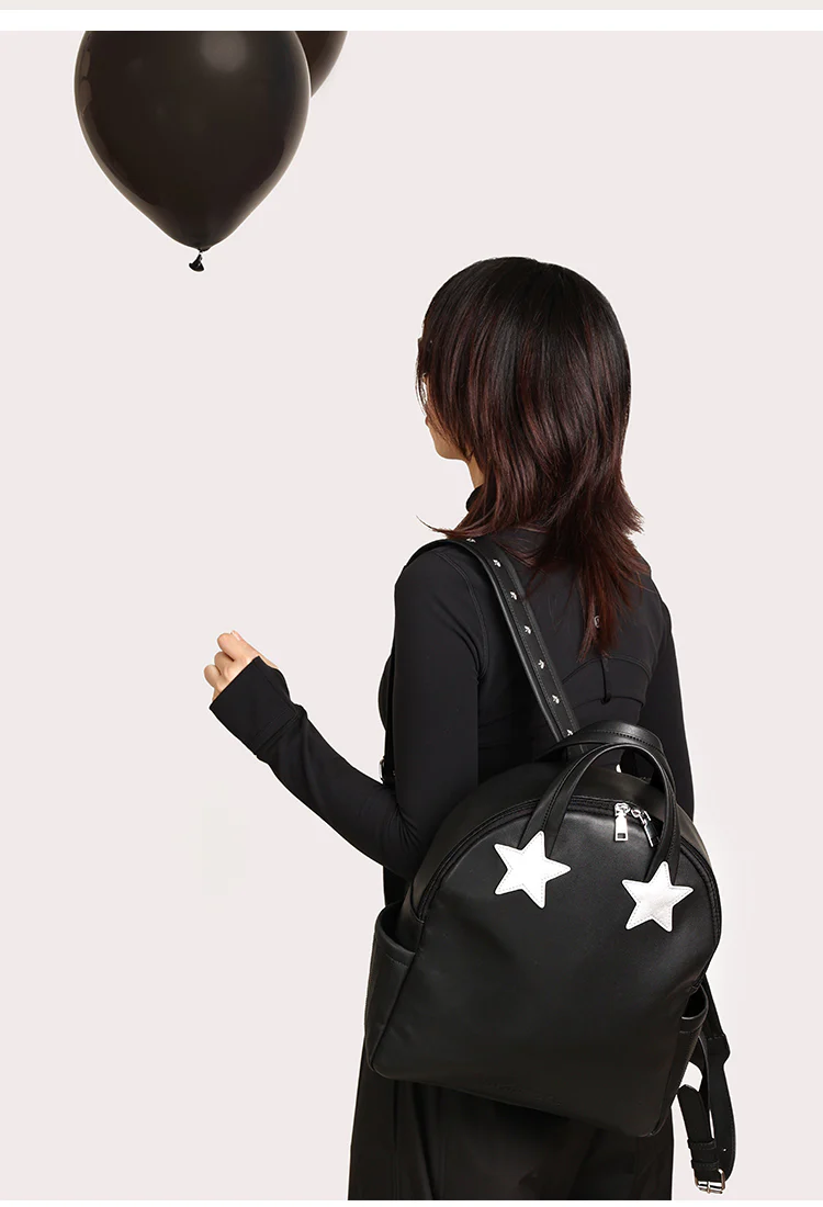 Stars Patch Leather Backpack