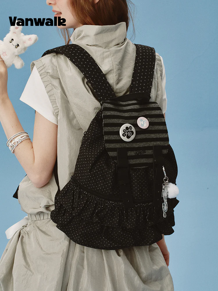 Vanwalk Lace Polka Dot Ballerina Backpack