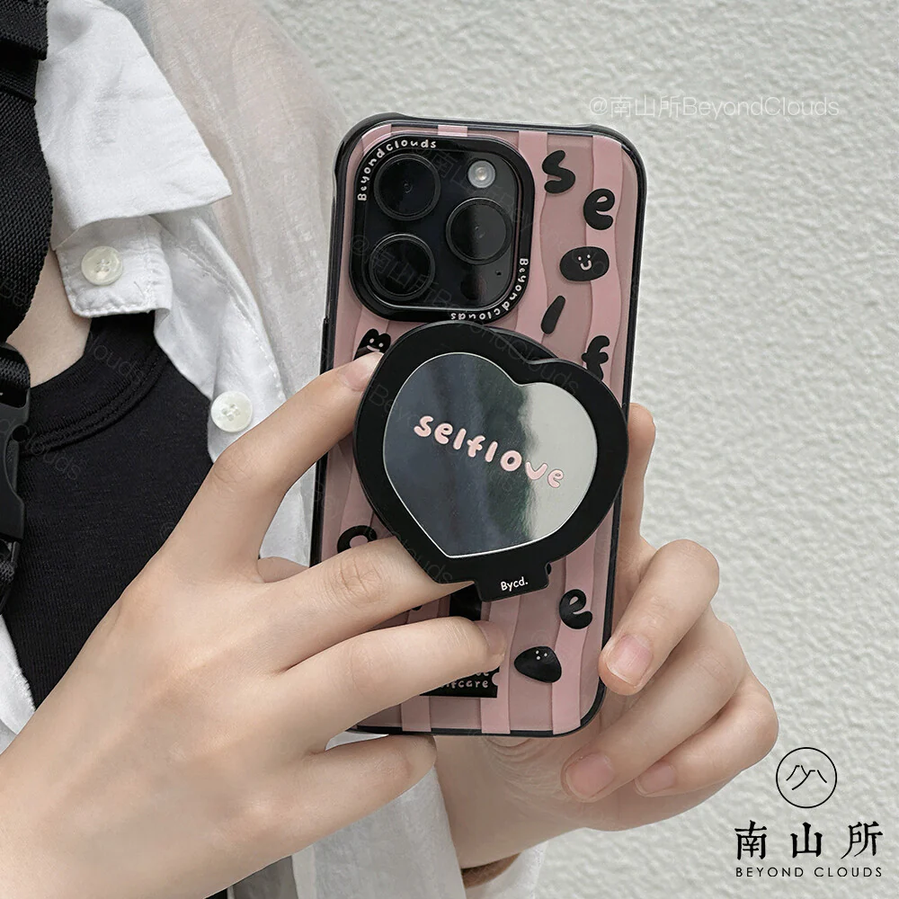 Selflove Pink Black Waves Printed Phone Case