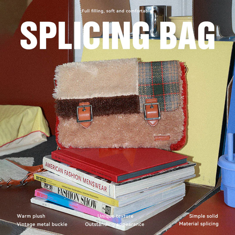 Plush Plaid Crossbody Bag