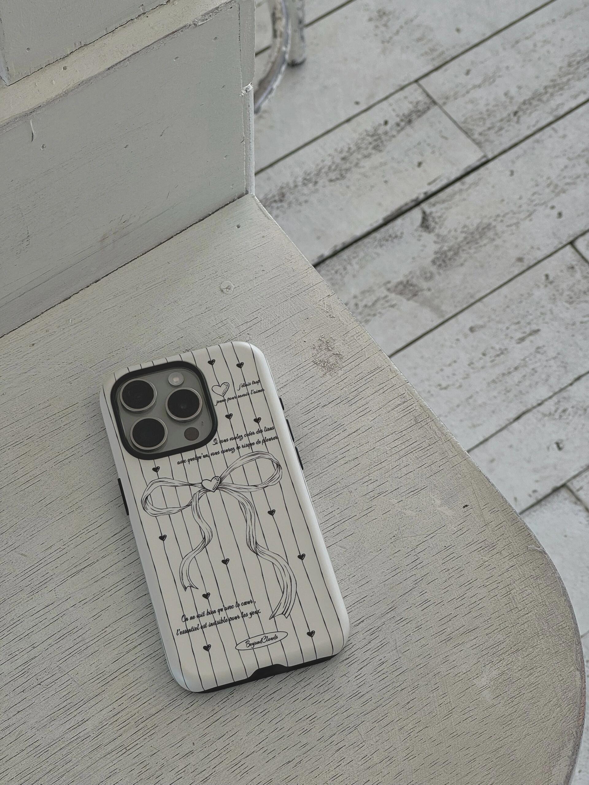 Line Bow Black White Printed Double Layer Phone Case
