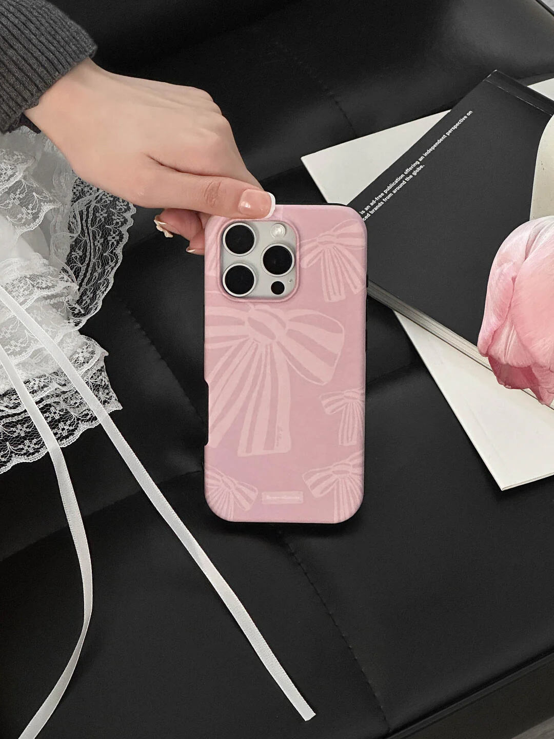 Pink Bow Printed Double Layer Phone Case