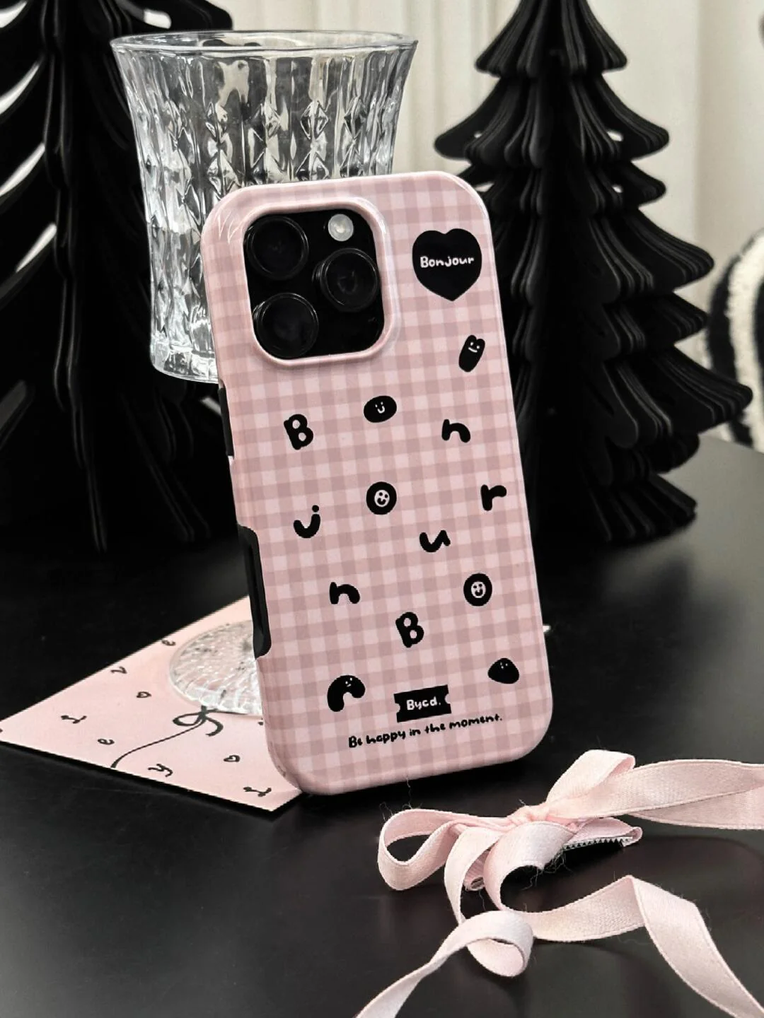 Alphabet Plaid Double Layer Phone Case