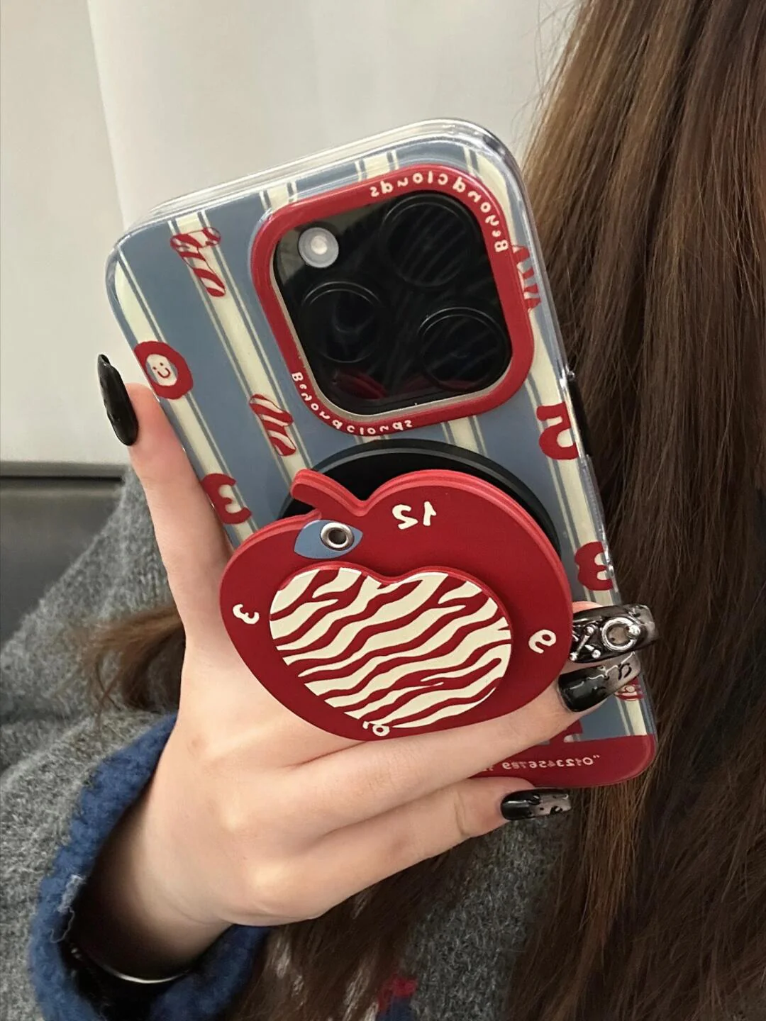 Red Apple Number Printed Phone Case