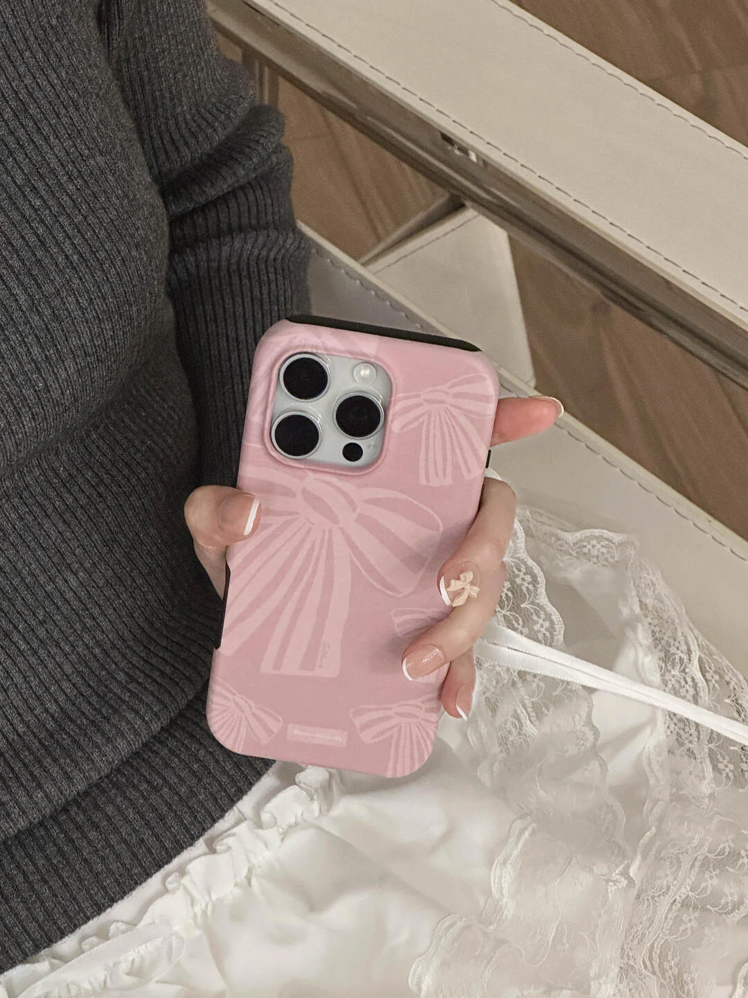 Pink Bow Printed Double Layer Phone Case