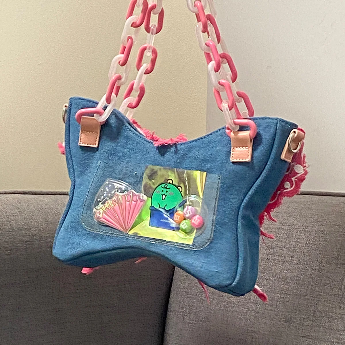 Y2k Butterfly shape denim crossbody bag