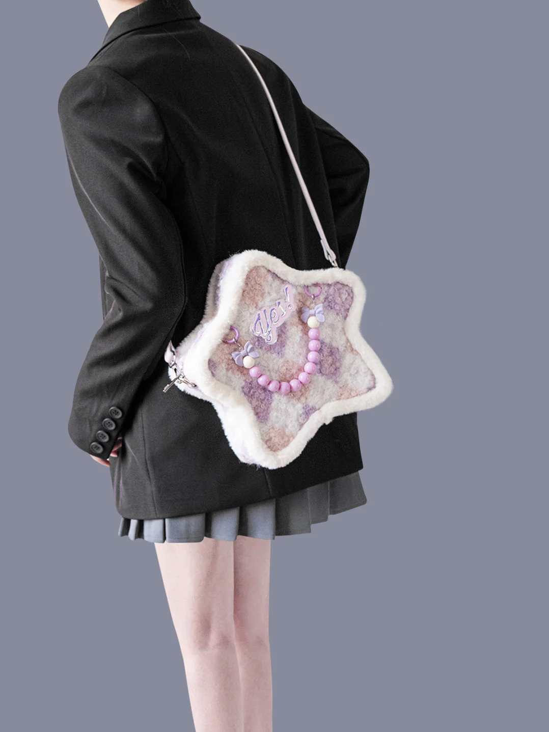 Purple Plush Star Shape Backpack
