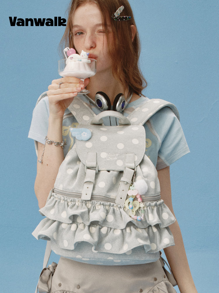 Vanwalk Lace Polka Dot Ballerina Backpack