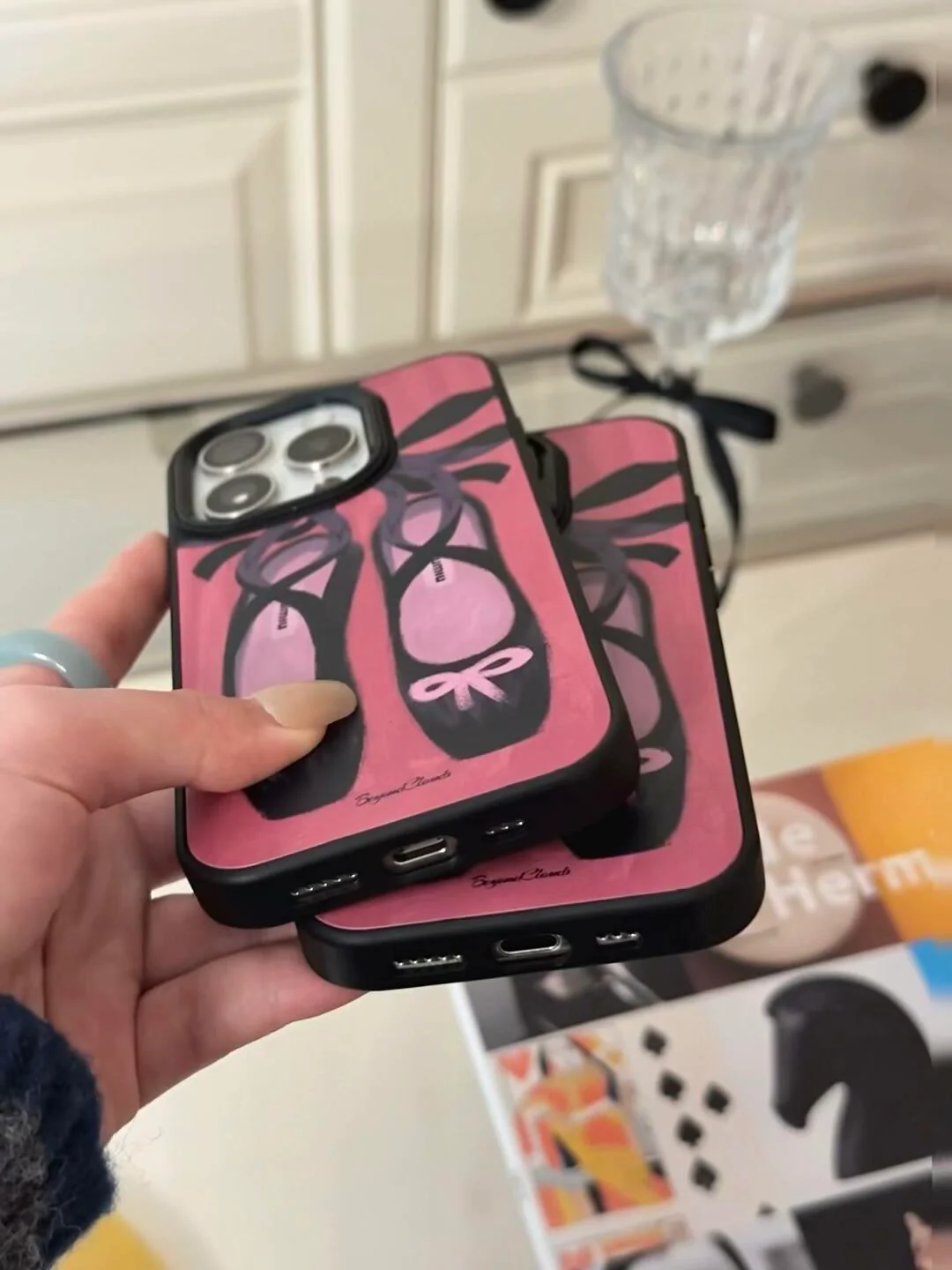 Black Pink Ballet Shoes Printed Phone Case