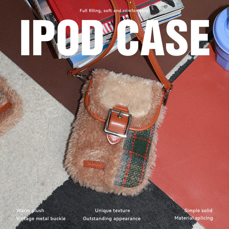 Plush Plaid Crossbody Bag