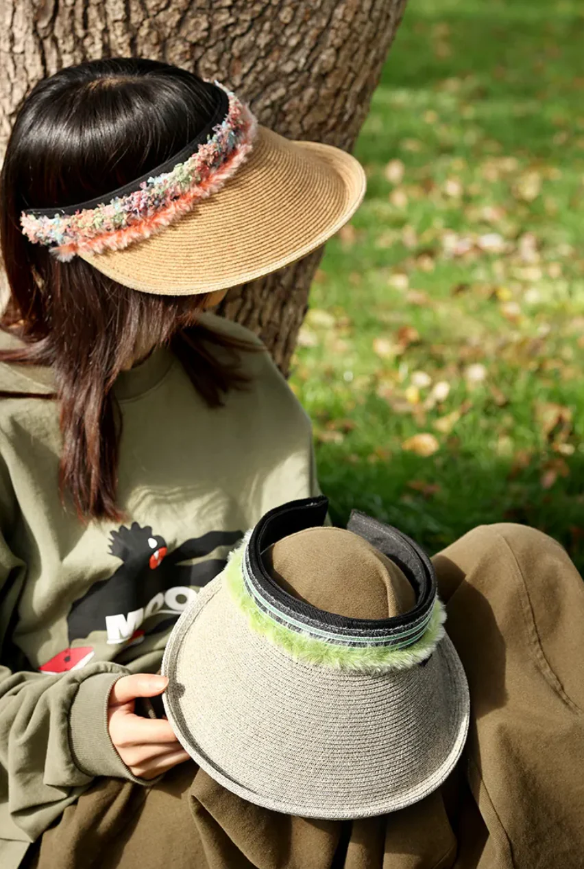 Braided Straw Half Visor Hat