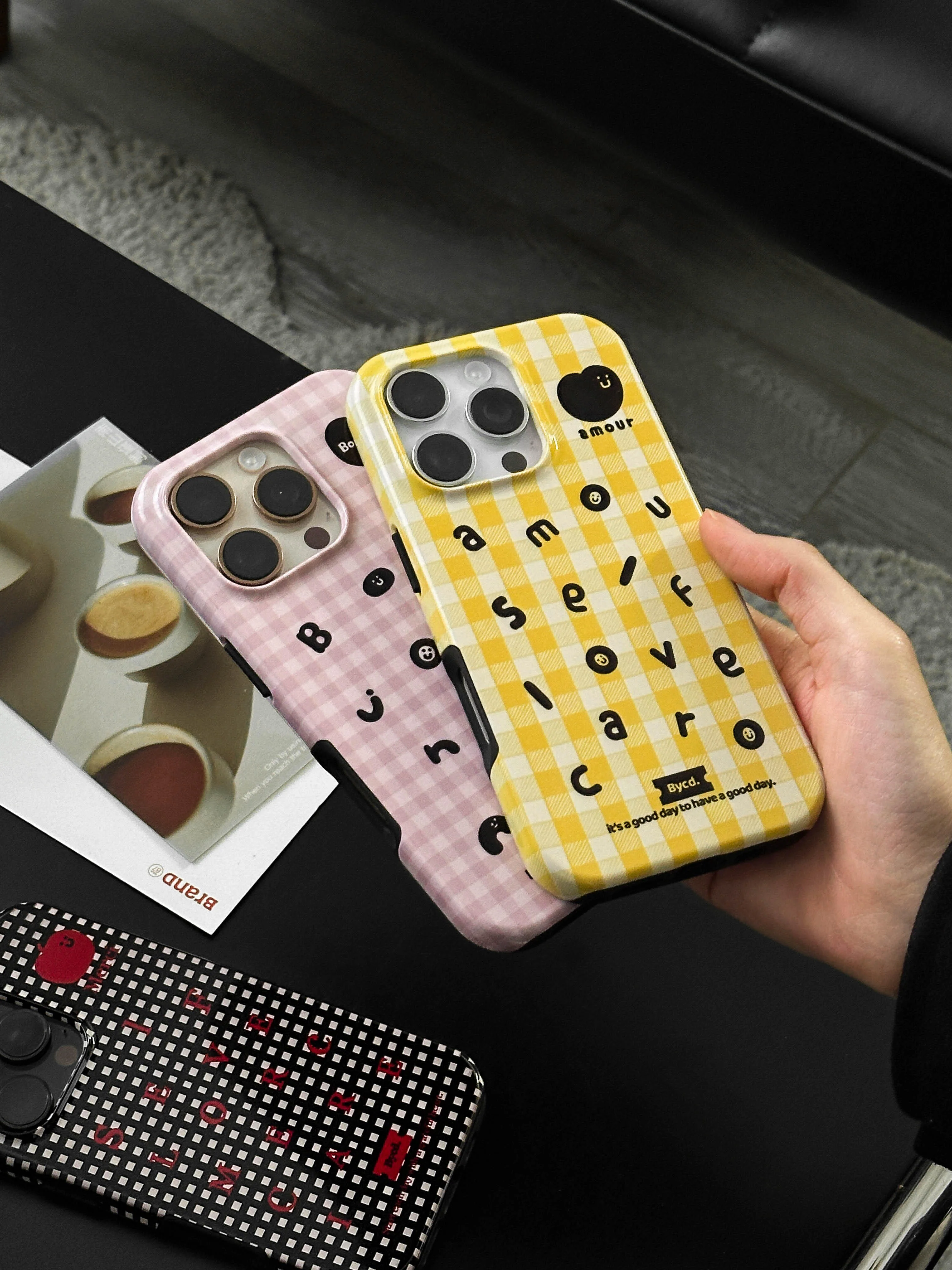 Alphabet Plaid Double Layer Phone Case