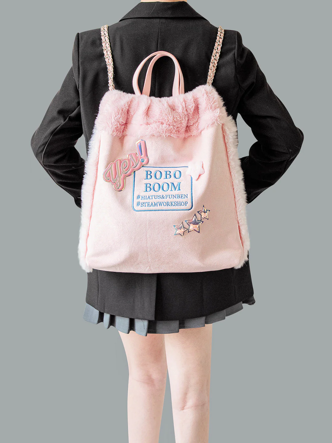 Pink Plush Backpack