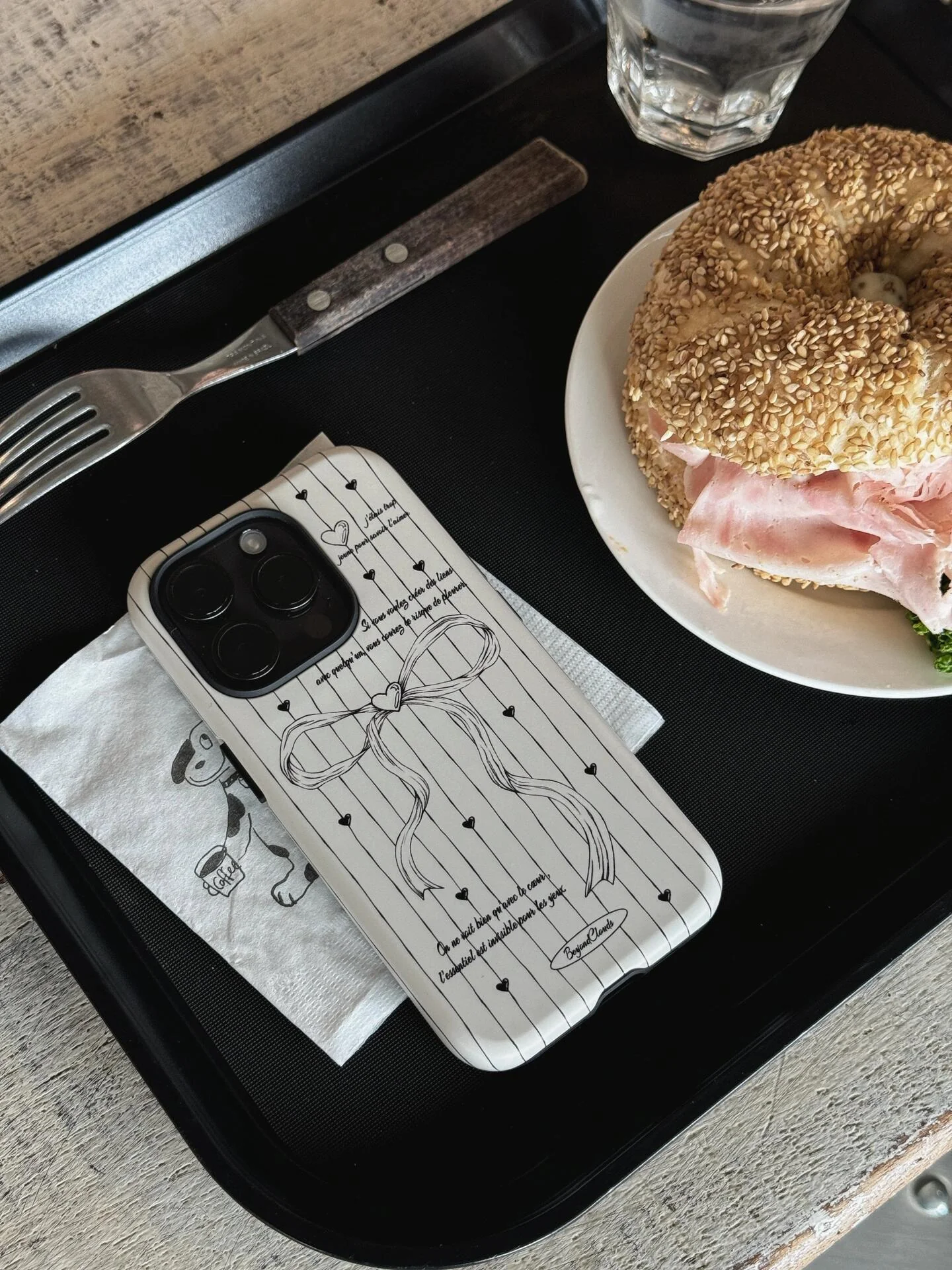 Line Bow Black White Printed Double Layer Phone Case
