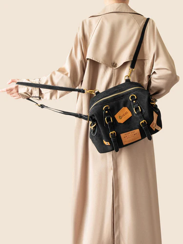 Retro Patch Rivet Shoulder Bag